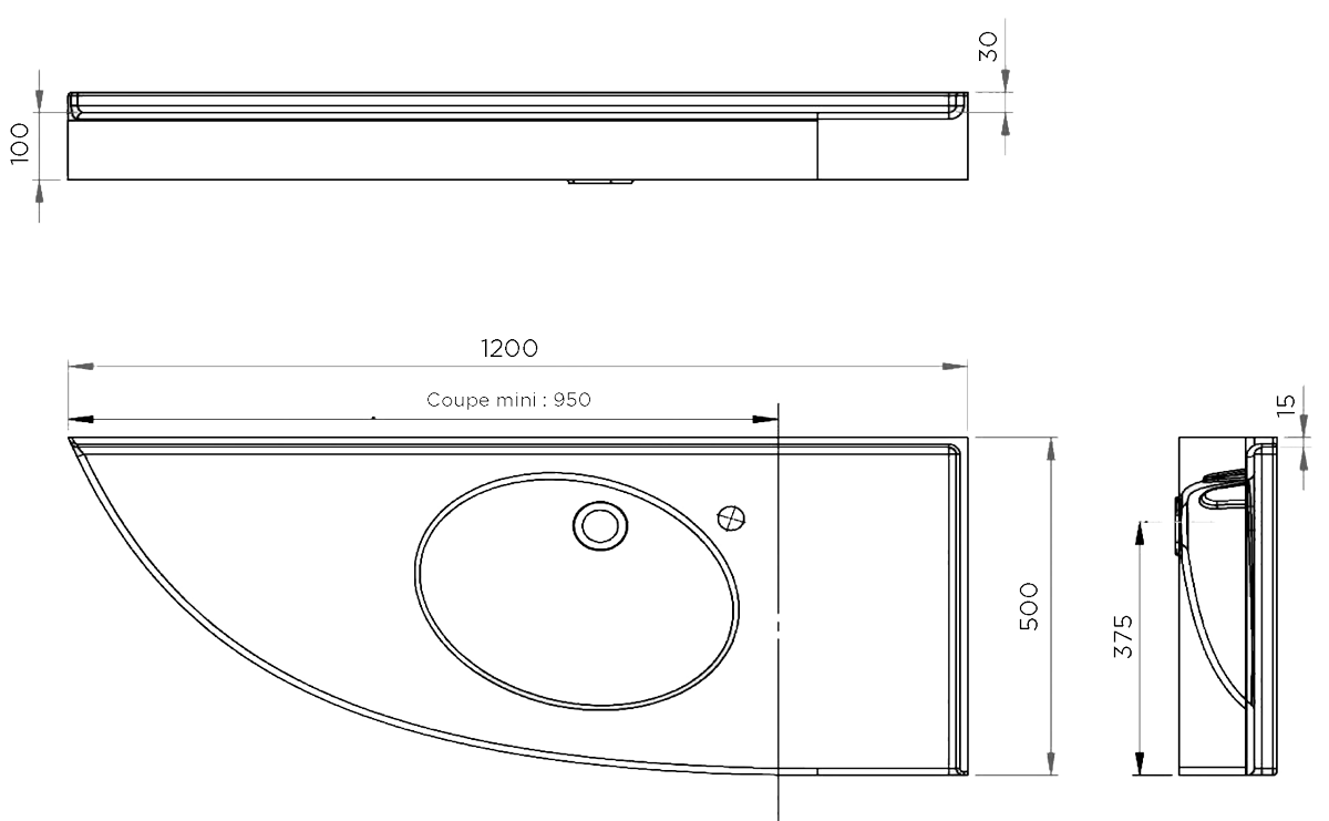 Plan vasque Floride MR d'angle