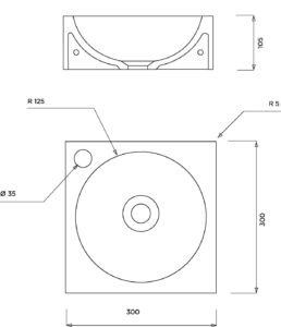 Plan lave-main carré 300