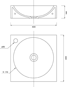 Plan lave-main carré 400