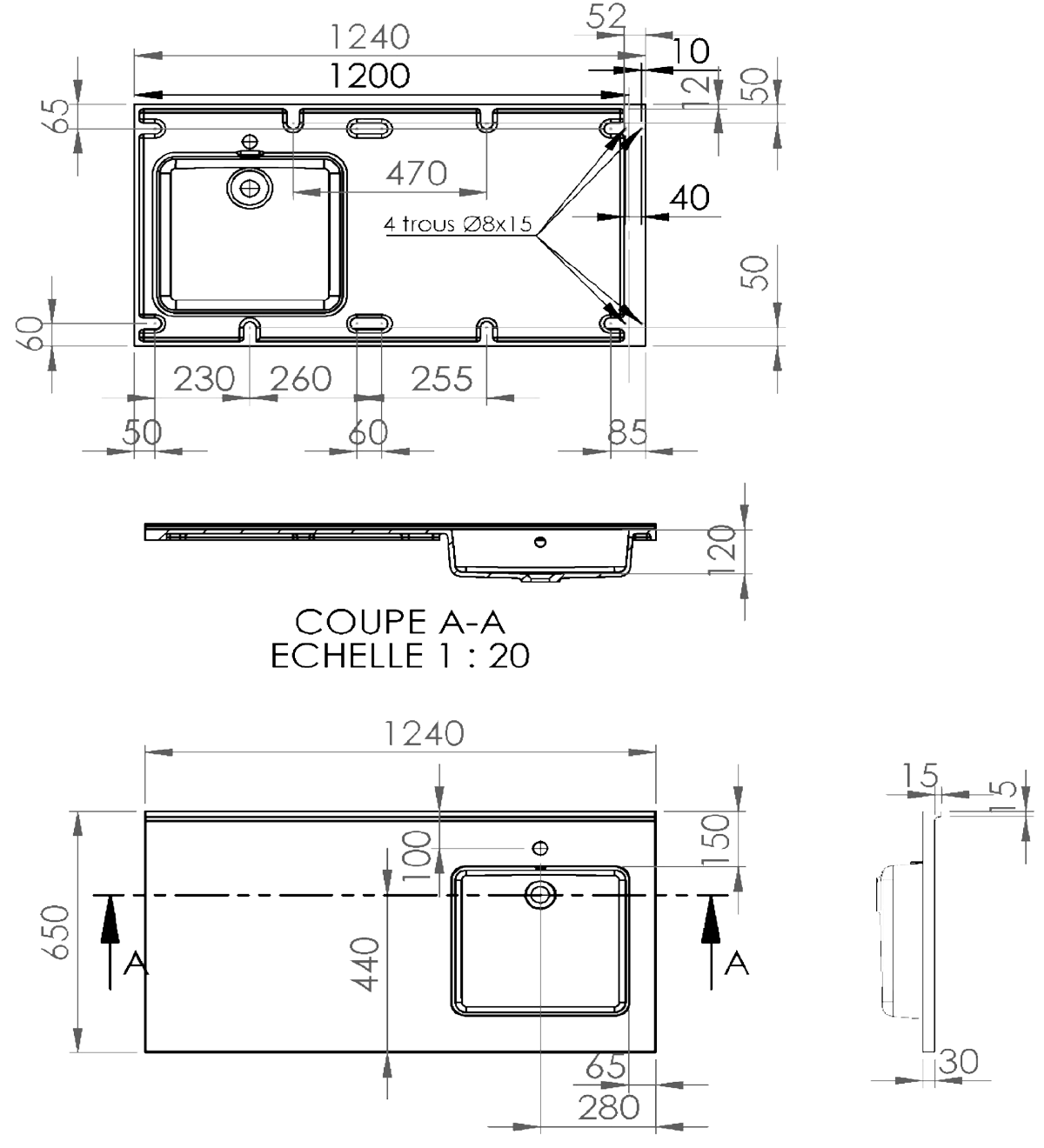 Plan vasque Lave linge