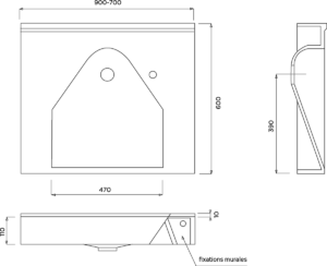 Plan vasque Triolo d'angle MR 700-900